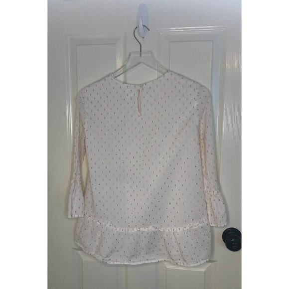 GAP Kids White & Rose Gold Ruffle Sleeve Peplum Blouse - Kids XXL (14/16) - Picture 6 of 6